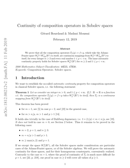 Continuity of Composition Operators in Sobolev Spaces