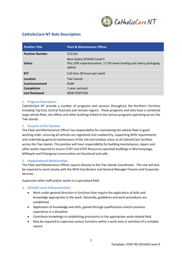 Catholiccare NT Role Description