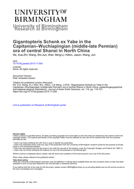 University of Birmingham Gigantopteris Schenk Ex Yabe in the Capitanian–Wuchiapingian