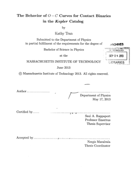 C Curves for Contact Binaries in the Kepler Catalog