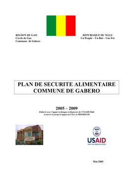 Plan De Securite Alimentaire Commune De Gabero