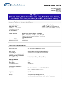 Saftey Data Sheet