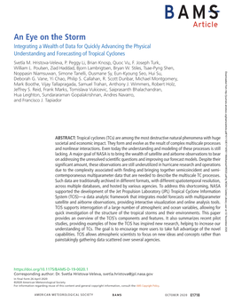 An Eye on the Storm Integrating a Wealth of Data for Quickly Advancing the Physical Understanding and Forecasting of Tropical Cyclones Svetla M