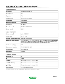 Primepcr™Assay Validation Report