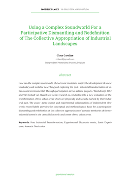 Using a Complex Soundworld for a Participative Dismantling and Redefinition of the Collective Appropriation of Industrial Landscapes