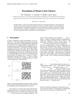 Percolation of Monte Carlo Clusters