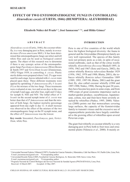 EFFECT of TWO ENTOMOPATHOGENIC FUNGI in CONTROLLING Aleurodicus Cocois (CURTIS, 1846) (HEMIPTERA: ALEYRODIDAE)