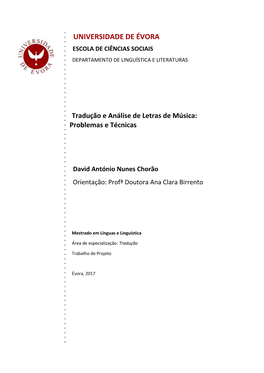 Tradução E Análise De Letras De Música: Problemas E Técnicas