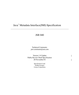 Java™ Metadata Interface(JMI) Specification