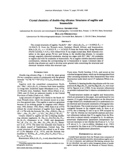 Crystal Chemistry of Double-Ring Silicates: Structures of Sugilite and Brannockite