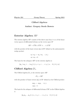 Exterior Algebra ΛR Clifford Algebra