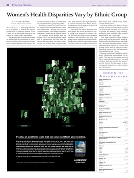 Women's Health Disparities Vary by Ethnic Group