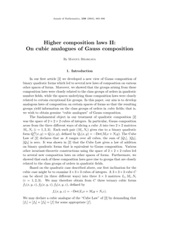 Higher Composition Laws II: on Cubic Analogues of Gauss Composition