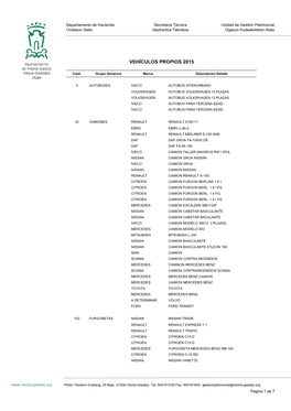 Transparencia.Vehiculos Propios 2015