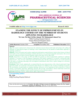 PHARMACEUTICAL SCIENCES SJIF Impact Factor: 7.187