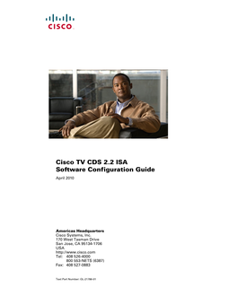 Cisco TV CDS 2.2 ISA Software Configuration Guide April 2010