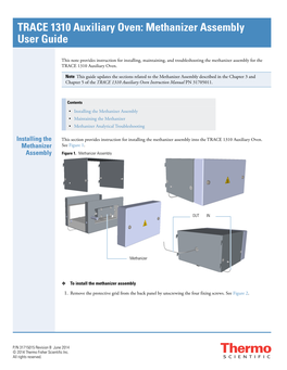 Trace 1310 Auxiliary Oven – Methanizer Assembly – User Guide