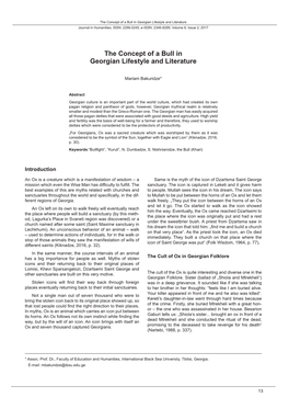 The Concept of a Bull in Georgian Lifestyle and Literature Journal in Humanities; ISSN: 2298-0245; E-ISSN: 2346-8289; Volume 6, Issue 2, 2017