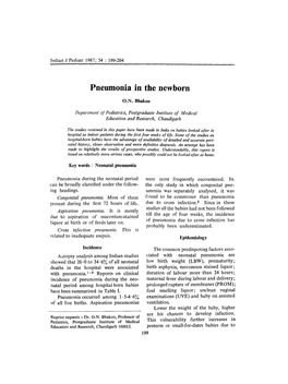 Pneumonia in the Newborn