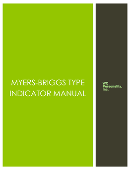 Myers-Briggs Type Indicator Manual