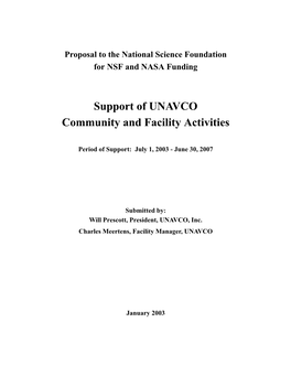 Support of UNAVCO Community and Facility Activities