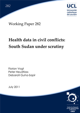 Health Data in Civil Conflicts: South Sudan Under Scrutiny
