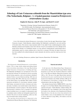 Ichnology of Late Cretaceous Echinoids from the Maastrichtian Type Area (The Netherlands, Belgium) - 1