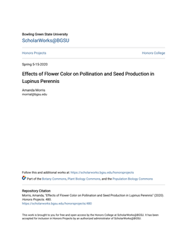 Effects of Flower Color on Pollination and Seed Production in Lupinus Perennis