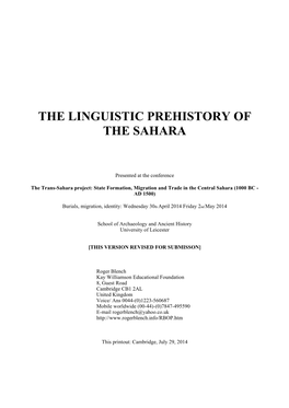 The Linguistic Prehistory of the Sahara