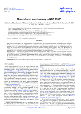 Near-Infrared Spectroscopy in NGC 7538*