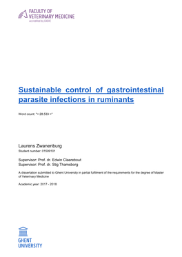 Sustainable Control of Gastrointestinal Parasite Infections in Ruminants