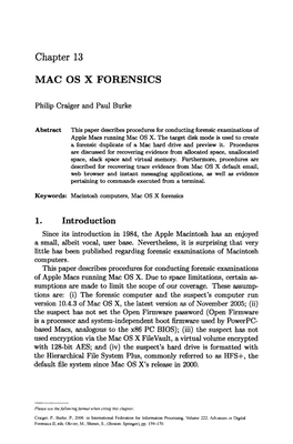 Chapter 13 MAC OS X FORENSICS