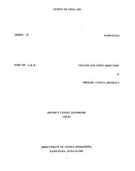 District Census Handbook, Udupi, Part XII-A & B, Series-30