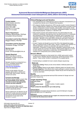 Autosomal Dominant Osteopetrosis (ADO) Service At