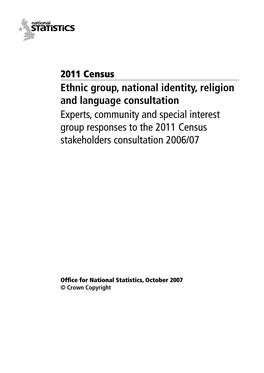 Ethnic Group, National Identity, Religion and Language Consultation Experts