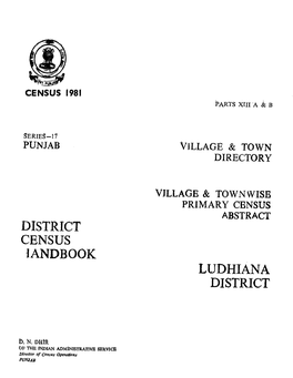 Village & Townwise Primary Census Abstract, Ludhiana, Part XIII-A & B