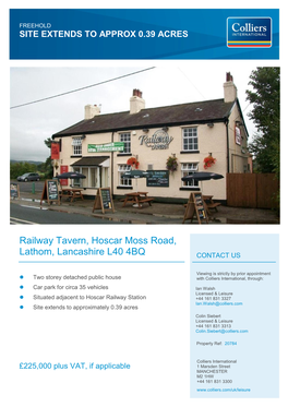 Railway Tavern, Hoscar Moss Road, Lathom, Lancashire L40 4BQ CONTACT US