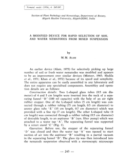 A Modified Device for Rapid Selection of Soil and Water Nematodes from Mixed Suspension