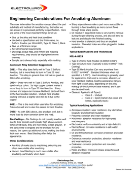 Engineering Considerations for Anodizing Aluminum