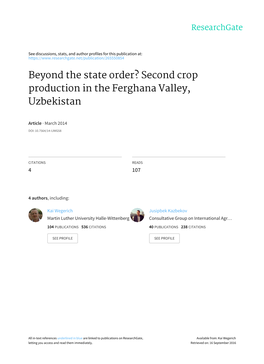 Second Crop Production in the Ferghana Valley, Uzbekistan