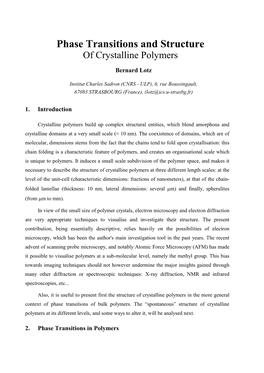 Phase Transitions and Structure of Crystalline Polymers