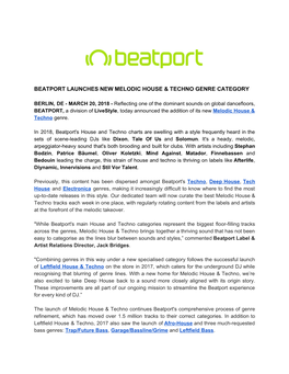 Beatport Launches New Melodic House & Techno Genre Category