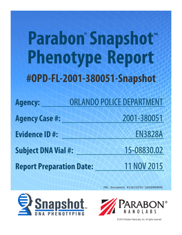 Parabon® Snapshot™ Phenotype Report #OPD-FL-2001-380051-Snapshot