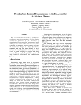 Decaying Socio-Technical Congruence As a Method to Account for Architectural Changes