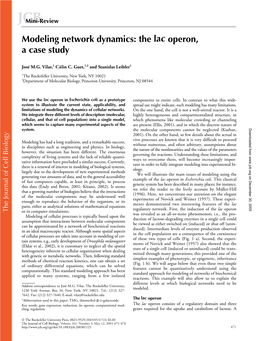 Modeling Network Dynamics: the Lac Operon, a Case Study