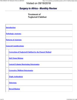TREATMENT of NEGLECTED CLUBFOOT Visited on 09/18/2018