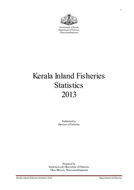 Kerala Inland Fisheries Statistics 2013