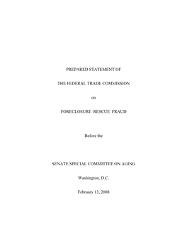 Prepared Statement of the Federal Trade Commission on Foreclosure