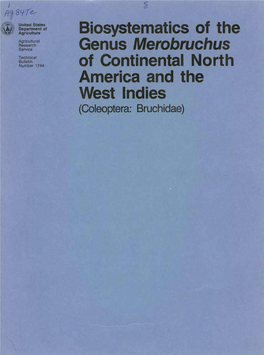 Biosystematics of the Genus Merobruchus of Continental North America and the West Indies (Coleóptera: Bruchidae)