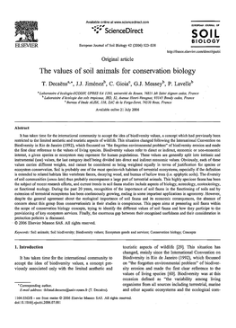 The Values of Soil Animals for Conservation Biology